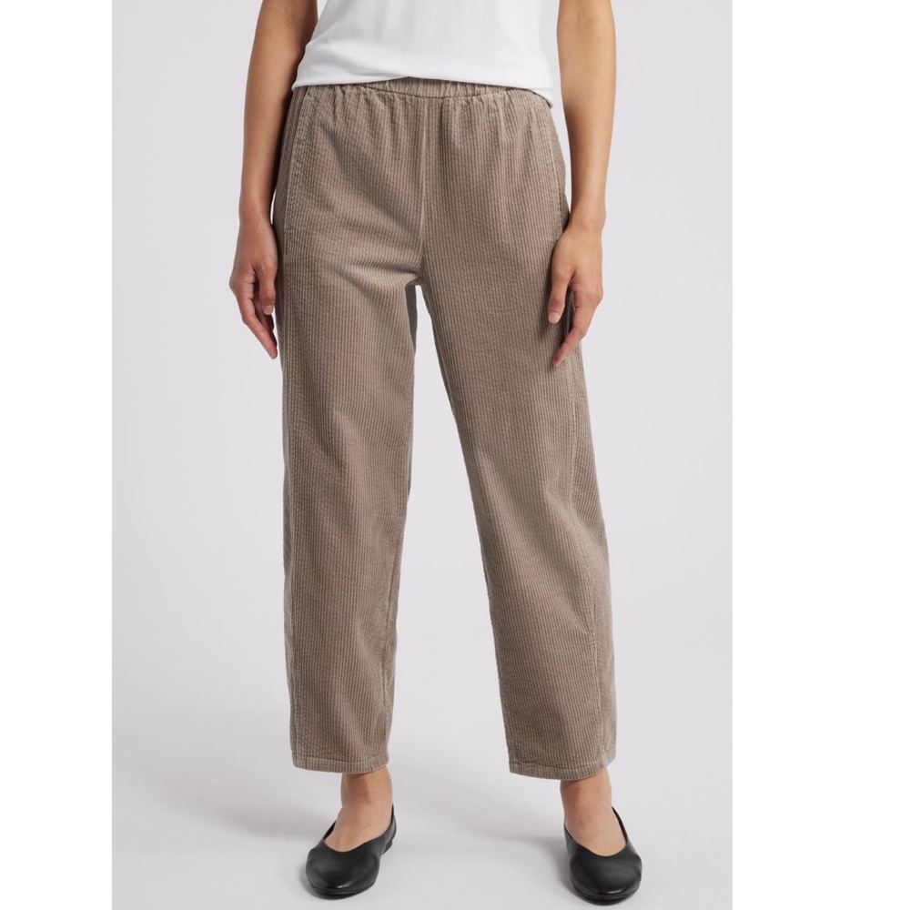 Eileen Fisher Taupe Corduroy Lantern Ankle Pant